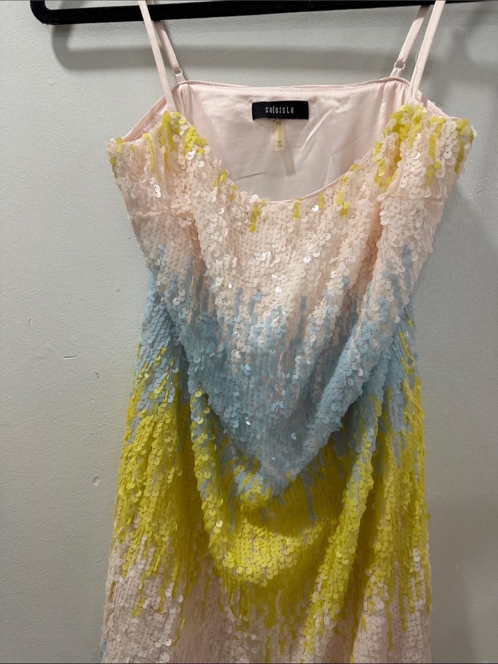Sequin Ombre Slip Dress in Pastel Pink, Blue & Yellow